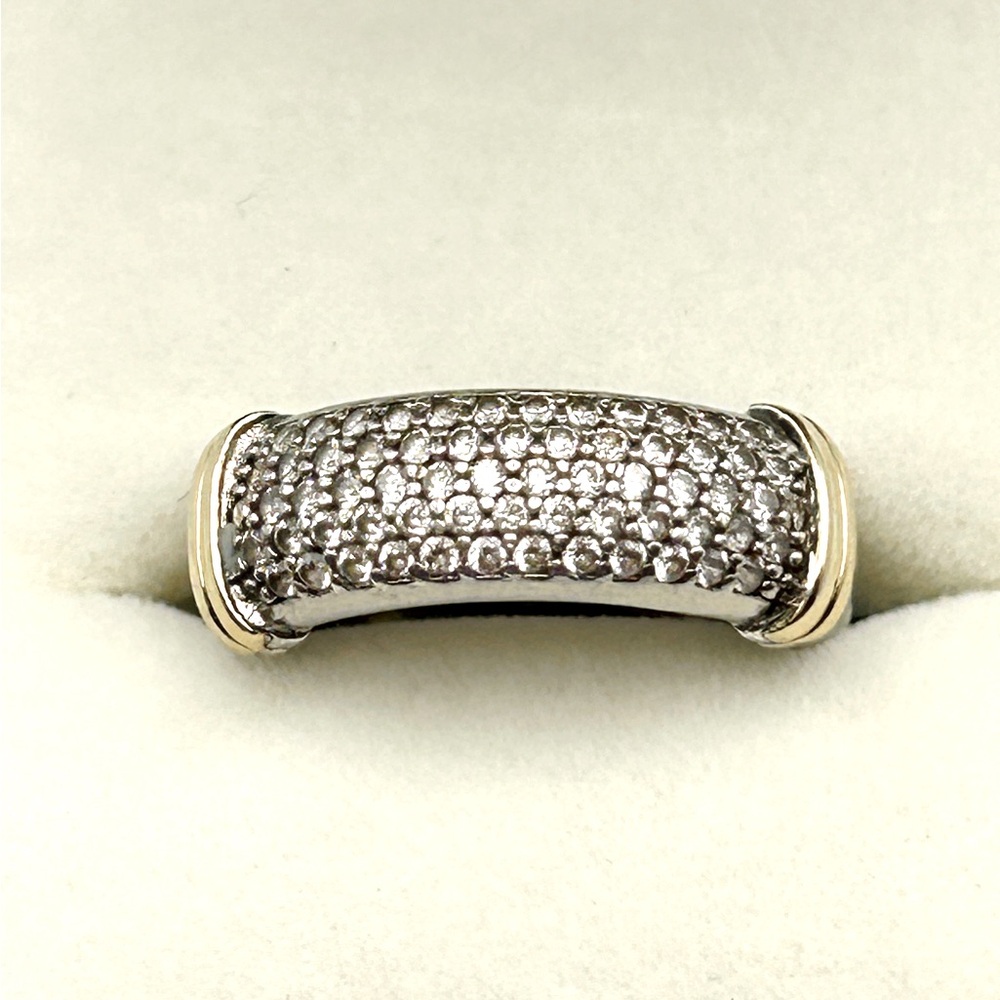 Vintage 14K Gold and 925 Sterling Silver Cubic Zirconia CZ Ring Dyadema Size 6